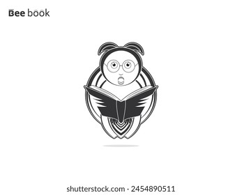 A minimalistic logo featuring a bee and a book, ideal for educational or literary ventures. Bee logo. Book Logo.