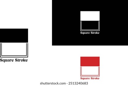 Um logotipo minimalista com um quadrado dividido em duas metades, um sólido e o outro delineado com meia tacada. O design é elegante e moderno, enfatizando equilíbrio e simplicidade, ideal para conte