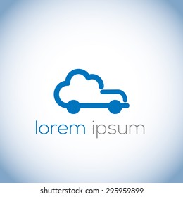A minimalistic logo (icon) representing stylized cloud forming a van. Could be used as a logo, as an icon or a separate visual depicting the cloud computing idea or illustrating cloud related idea