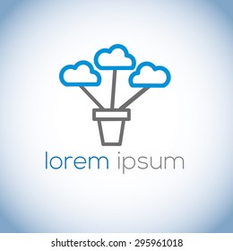 A minimalistic logo (icon) representing stylized cloud forming flowers. Could be used as a logo, as an icon or a separate visual depicting the cloud computing idea or illustrating cloud related idea