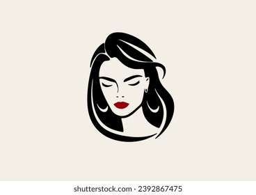 
Minimalistic logo. Profile of a woman. Counterform