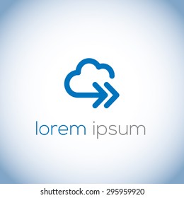 A minimalistic logo  representing stylized cloud forming forward arrows. Could be used as a logo, as an icon or a separate visual depicting the cloud computing idea or illustrating cloud related idea