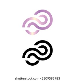 Minimalistic logo in two versions black and white and color. Vector.