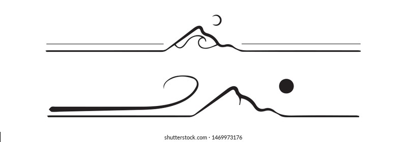 minimalistic logos dedicated for tourism. Mountain, hiking and other activities.