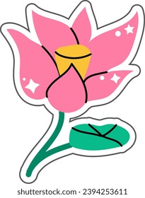 Minimalistic lotus flower sticker. Yoga, meditation symbol. Flat design.