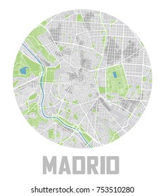 Minimalistic Madrid city map icon.