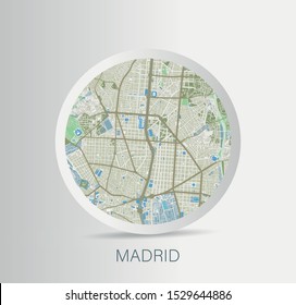 Minimalistic Madrid street map icon. Vector Illustration.