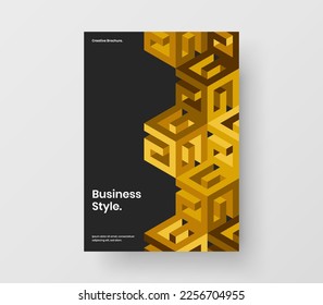 Minimalistic magazine cover A4 design vector template. Unique mosaic pattern postcard illustration.