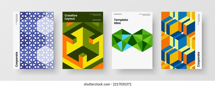 Conjunto de plantillas de diseño vectorial de portada de revista minimalista. Composición de ilustraciones de folletos de mosaicos aislados.