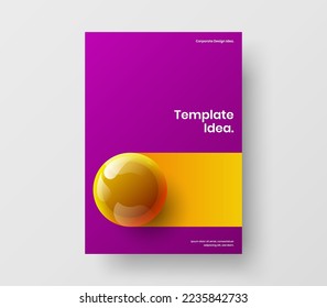 Concepto minimalista de diseño vectorial de portada de revista. Esferas geométricas realistas ilustración del manual.