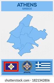 Minimalistic Map of Athens, Greece