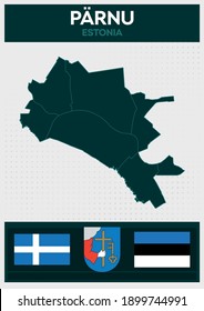 Minimalistic Map of Pärnu, Estonia