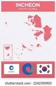 Minimalistic Map of Incheon, South Korea