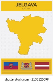 Minimalistic Map of Jelgava, Latvia