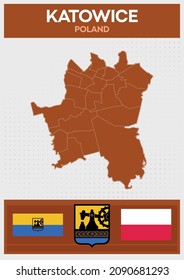 Mapa minimalista de Katowice, Polonia