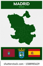 Minimalistic Map of Madrid, Spain