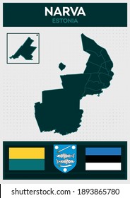 Minimalistic Map of Narva, Estonia