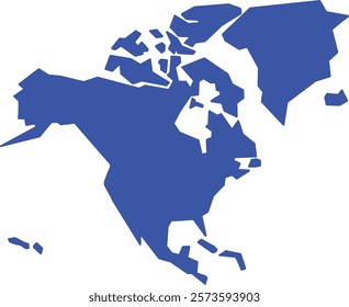 Minimalistic map of North and Central America, Greenland and Iceland, Vector map, Modern look