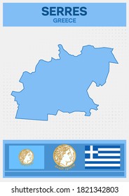 Minimalistic Map Of Serres, Greece