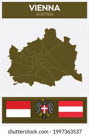Minimalistische Karte von Wien, Österreich