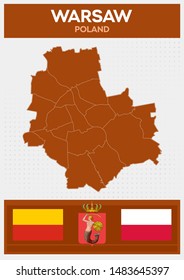 Minimalistic Map of Warsaw, Poland