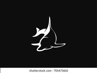 Minimalistic marine dolphin stylized icon logo template
Sea wildlife animal