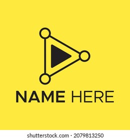 Minimalistic Media Play Logo.Minimalistic black color triangle shape logo.