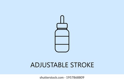 minimalistic medical bottle with medicne icon, logo or symbol with fully ajustable strokes