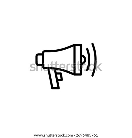 A minimalistic megaphone icon symbolizes communication, announcements and broadcasting. It represents a powerful tool for conveying information, promoting messages, and raising awareness, making it