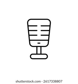 Minimalistic microphone vector graphic icon for broadcast and performance