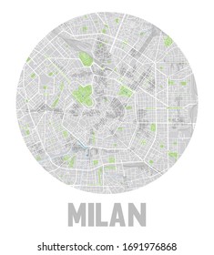 Minimalistic Milan city map icon.