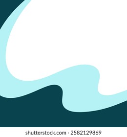 Minimalistic modern abstract blank wavy background frame with space for text. Illustration of sea waves, flat design, vector. Organic drawing for the presentation of advertising, banner, background