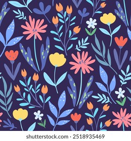 Padrão floral moderno abstrato sem costura minimalista em cores pastel. Ilustração vetorial