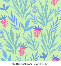 Minimalistic modern abstract floral seamless pattern in pastel colors. Vector illustration