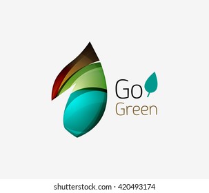 Minimalistic modern abstract leaf design, nature logo. Vector illustration