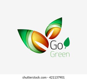 Minimalistic modern abstract leaf design, nature logo. Vector illustration