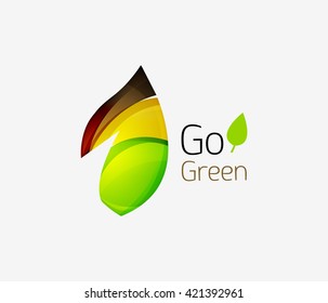 Minimalistic modern abstract leaf design, nature logo. Vector illustration