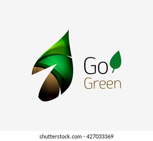 Minimalistic modern abstract leaf design, nature logo. Vector illustration