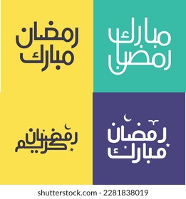 Minimalistic and Modern Arabic Calligraphy Pack for Celebrating Ramadan Kareem.