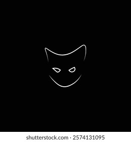 
Minimalistic and modern cat logo design featuring a sleek silhouette of a cat in a sitting posture, with clean lines.