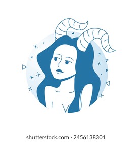 Minimalistic modern female zodiac sign Capricorn. Astrology mystical character vector stylized illustration in outline flat style