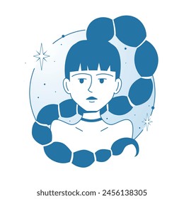 Minimalistic modern female zodiac sign Scorpio. Astrology mystical character vector stylized illustration in outline flat style