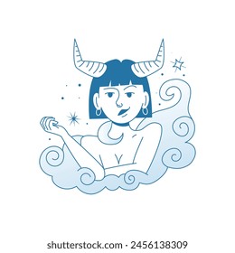 Minimalistic modern female zodiac sign Taurus. Astrology mystical character vector stylized illustration in flat style