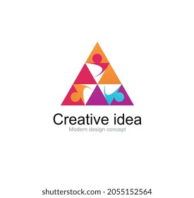 Minimalistic modern icon with triangles. Logo design element with people.