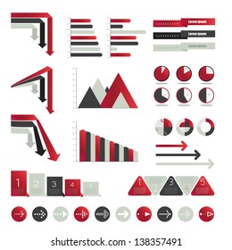 Minimalistic modern infographic folder with diagrams, arrows, speech bubbles and graphs.