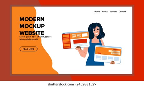 minimalistic modern mockup website vector. trendy stylish, sleek interactive, user friendly minimalistic modern mockup website web flat cartoon illustration