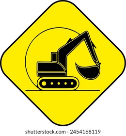 A minimalistic and modern parking sign design, specifically for bulldozer. The sign features a simple, with yellow background