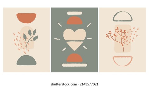 Minimalistic modern posters in boho style. Vector design.