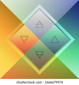 minimalistic modern scheme of four elements in the colorful blurred rhombuses