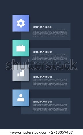 Minimalistic modern vertical infographic template with 4 step processes. Layout for business presentations.